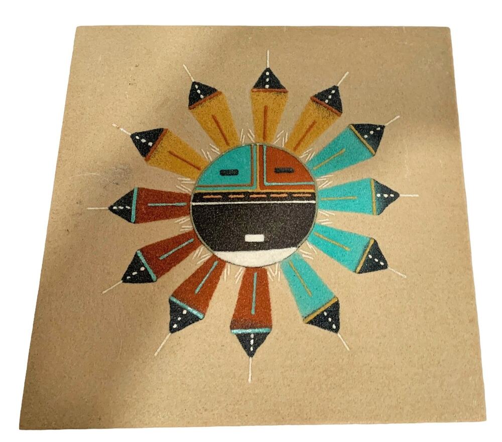 Sun & Eagle Sand Painting Picture 8" x 8"